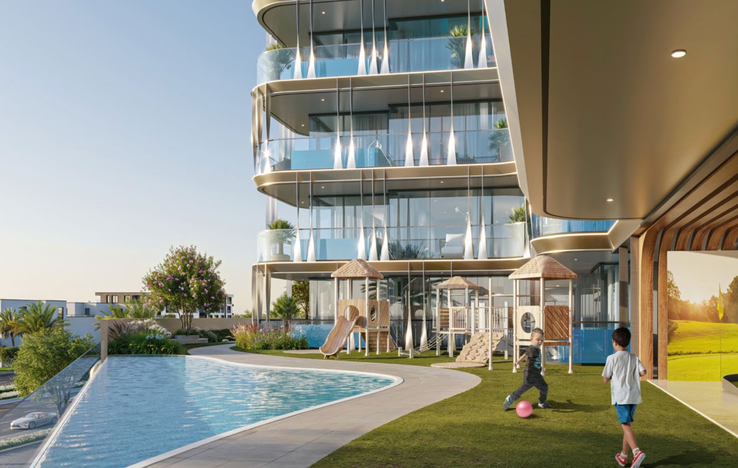 Balcons avec piscines privées au projet Ocean Bay